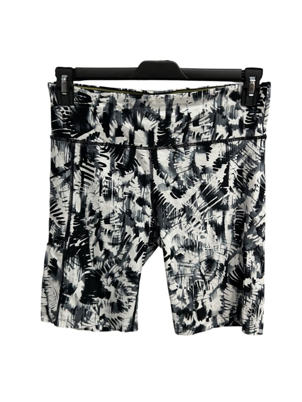 Calvin Klein Womens Black White Abstract Bike Shorts Size L Athleisure Sporty